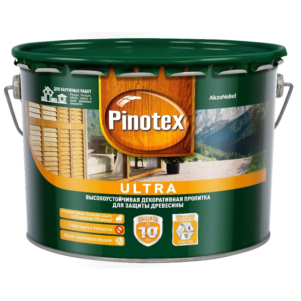 Pinotex Ultra антисептик для древесины тиксотропный с УФ фильтром