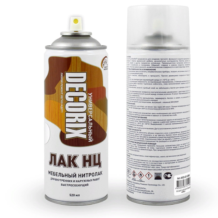 DECORIX Аэрозольный Лак НЦ мебельный нитролак